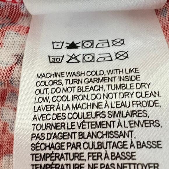 Lucky Brand Womens Knit Top XL Red White Floral Print Scoop Neck Cotton Modal - Picture 7 of 7